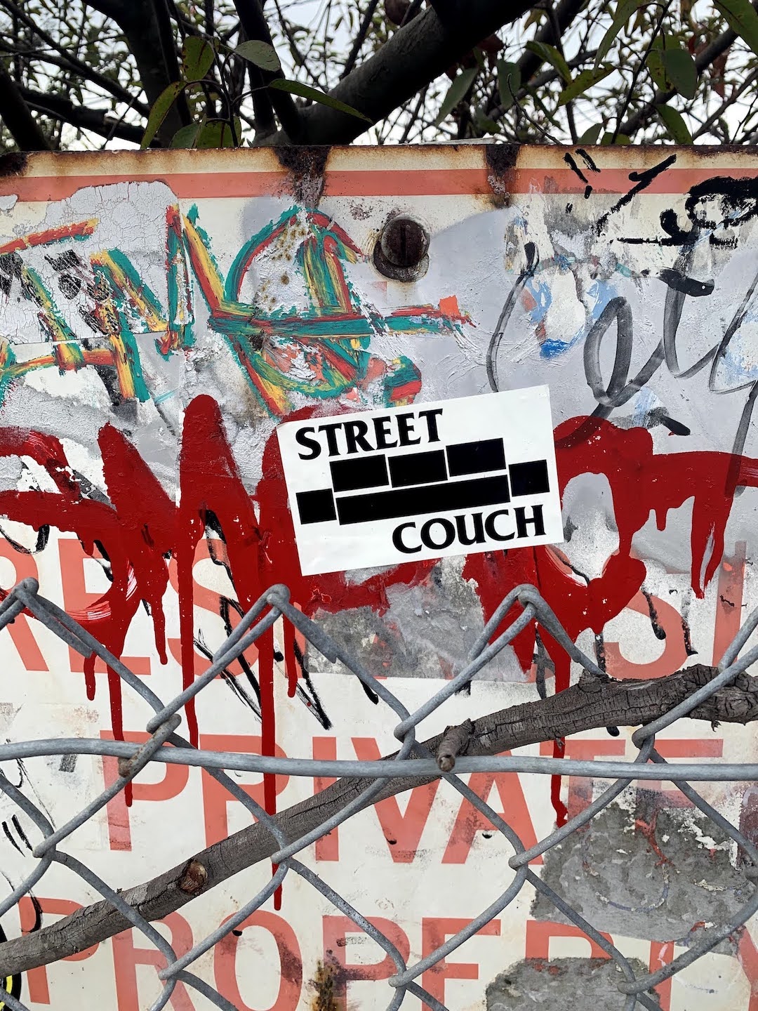street couch sticker and graffiti in venice california